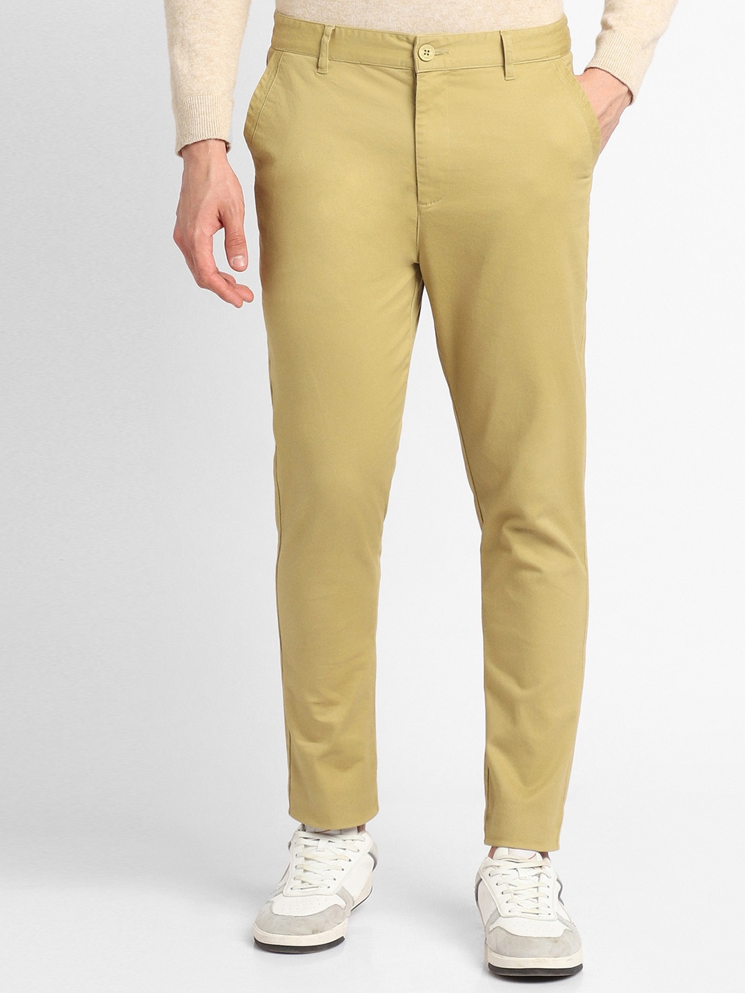 

FOREVER 21 Men Mid-Rise Cotton Trouser, Yellow