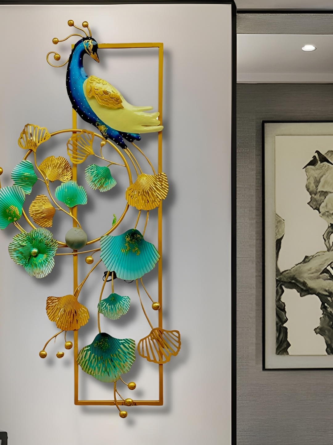 

RSN Gold Toned & Brown Textured Metal Peacock Wall Decor
