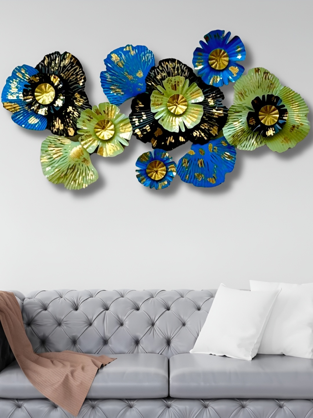 

RSN Blue Metal Flower Wall Decor