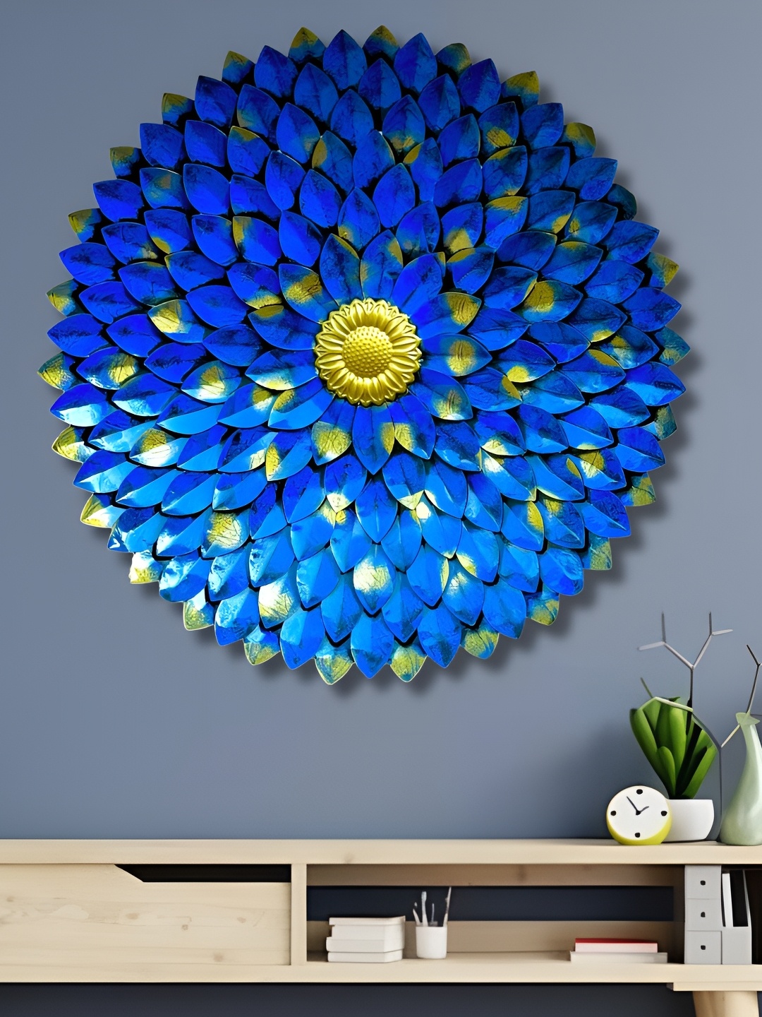 

RSN Blue Metal Flower Wall Decor