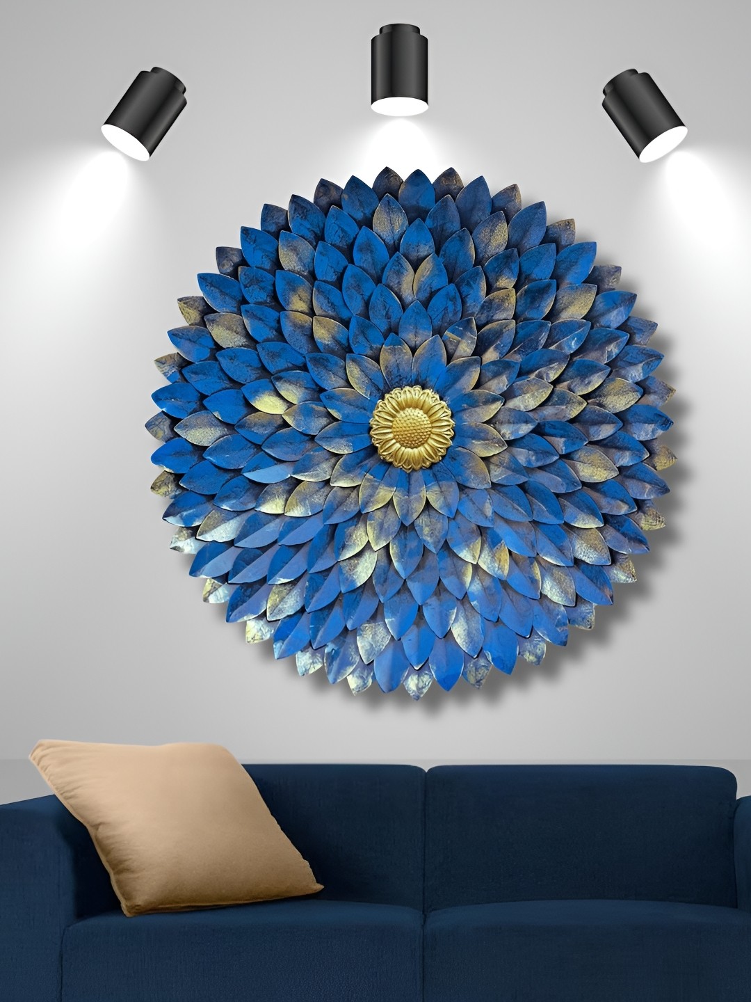 

RSN Blue & Gold Toned Flower Figures Wall Decor
