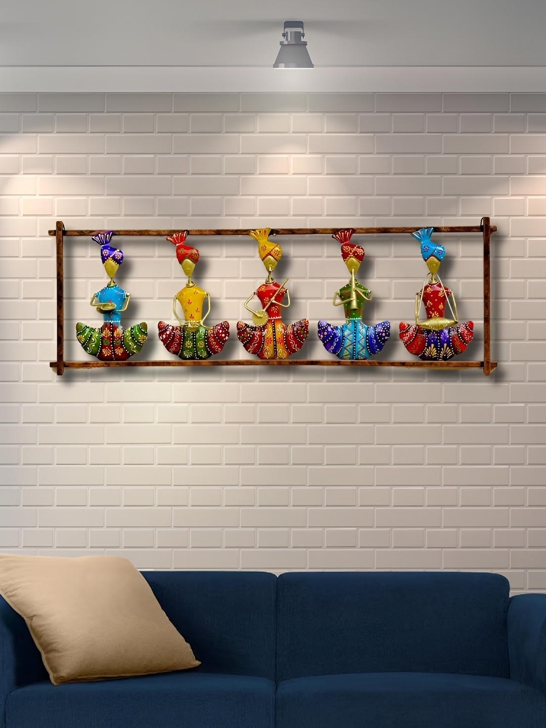 

RSN Blue Red & Yellow Metal Rajasthani 5 Musicians Wall Decor