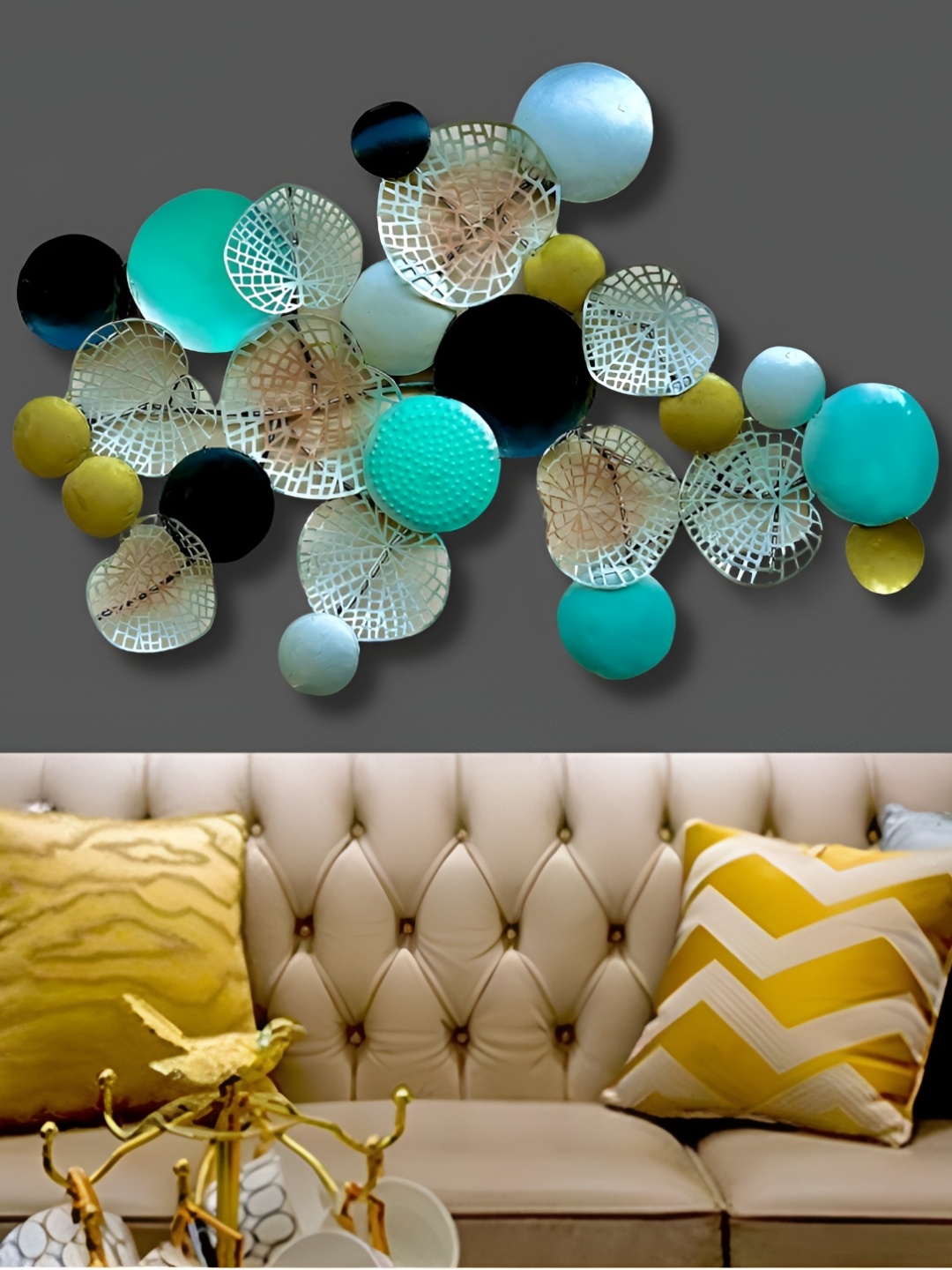

RSN Blue & Green Metal Retro Design Flower Wall Decor