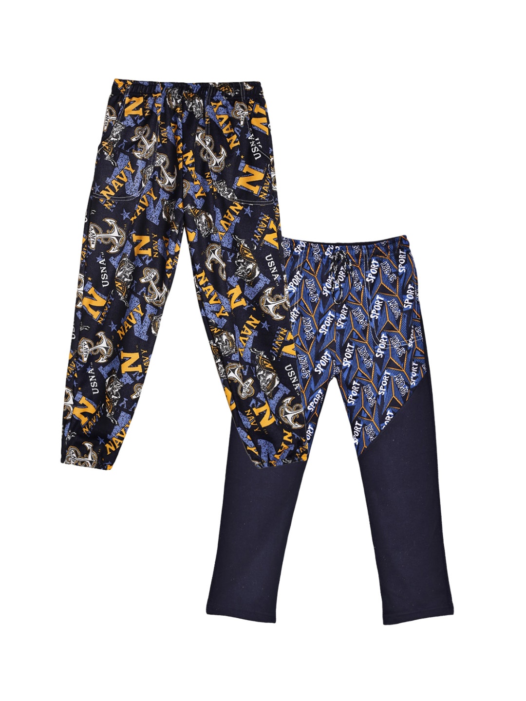 

Fashionable Kids 2-Pcs Printed Pure Cotton Lounge Pants, Navy blue