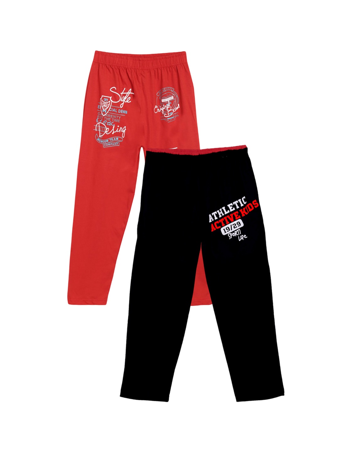 

Fashionable Kids Pack Of 2 Printed Pure Cotton Lounge Pants, Red