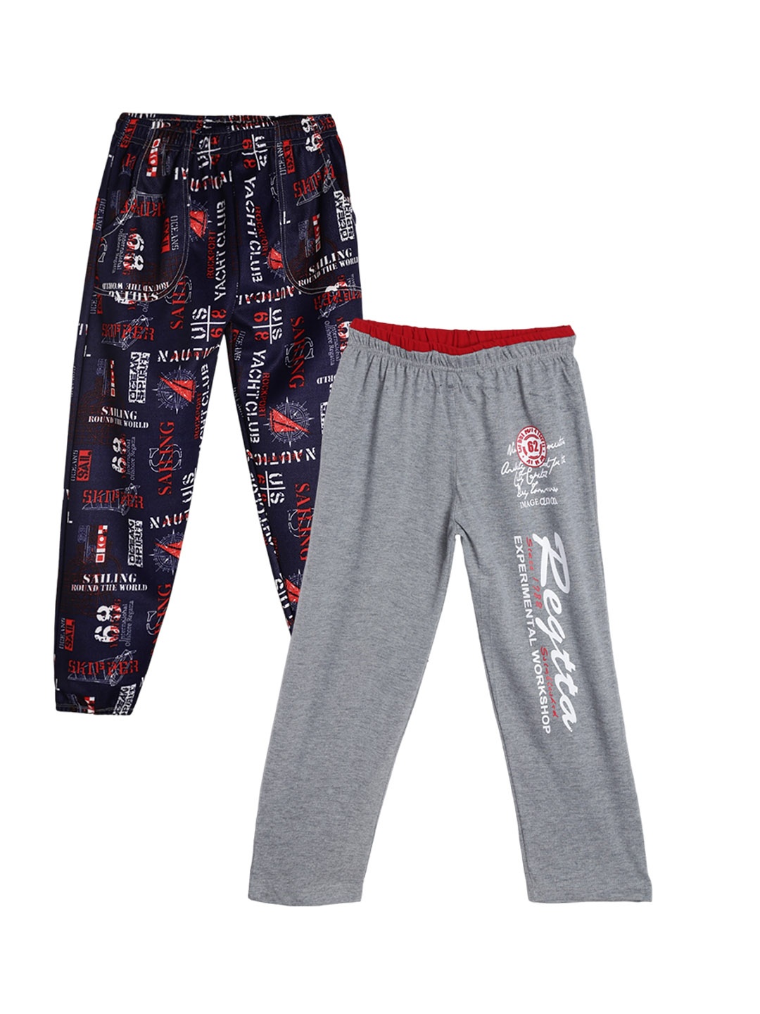 

Fashionable Kids Pack Of 2 Typographic Printed Pure Cotton Lounge Pants, Grey