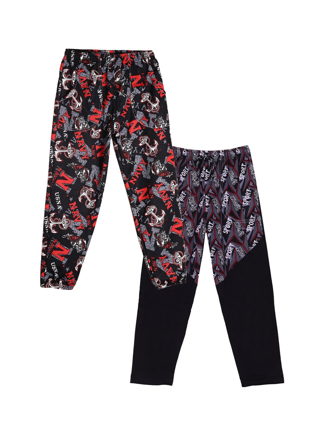 

Fashionable Kids Pack Of 2 Printed Cotton Straight-Leg Lounge Pants, Black