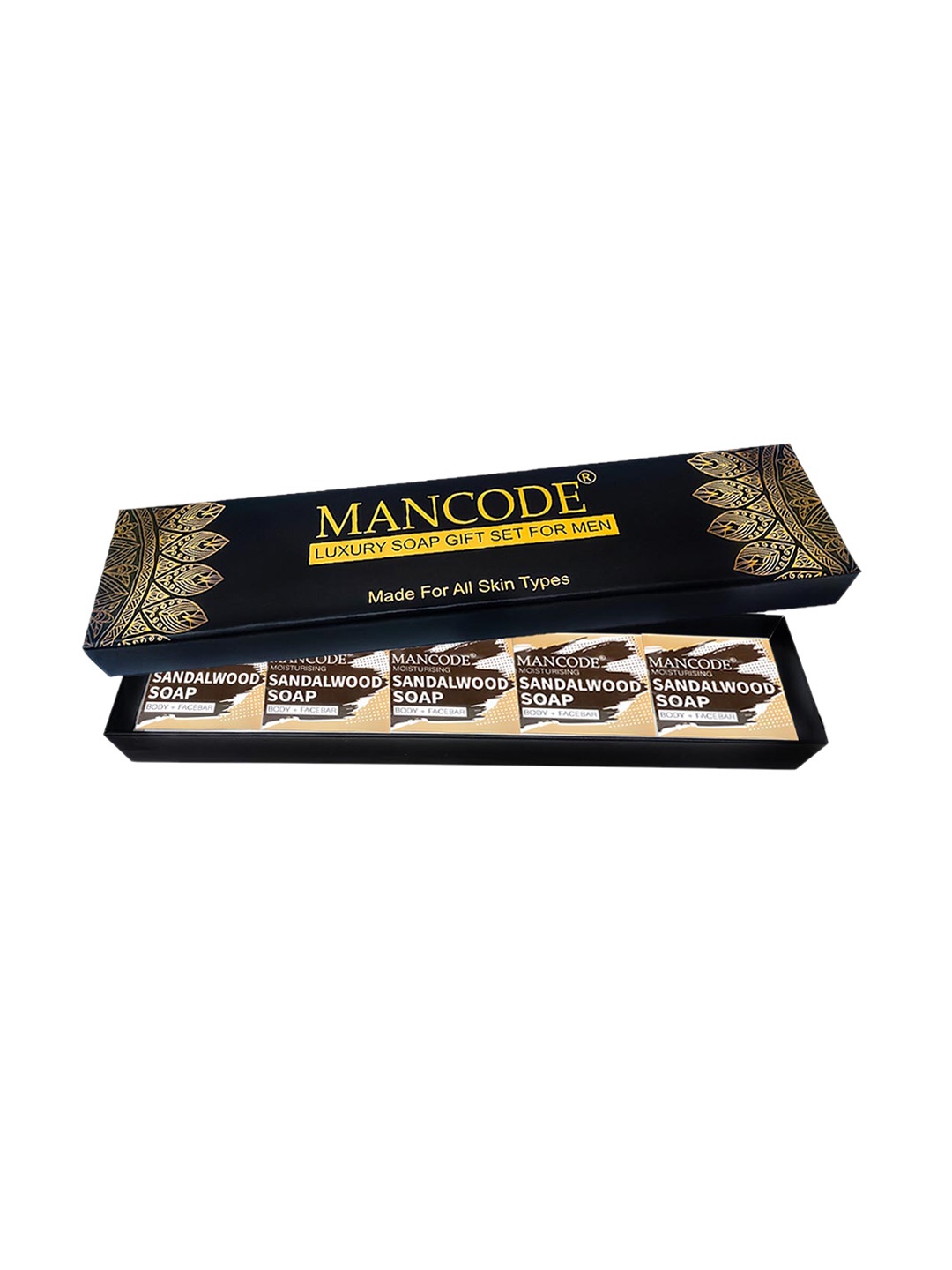 

MANCODE Men 5-Pcs Moisturising Sandalwood Luxury Soap Gift Set - 125 g each, Black
