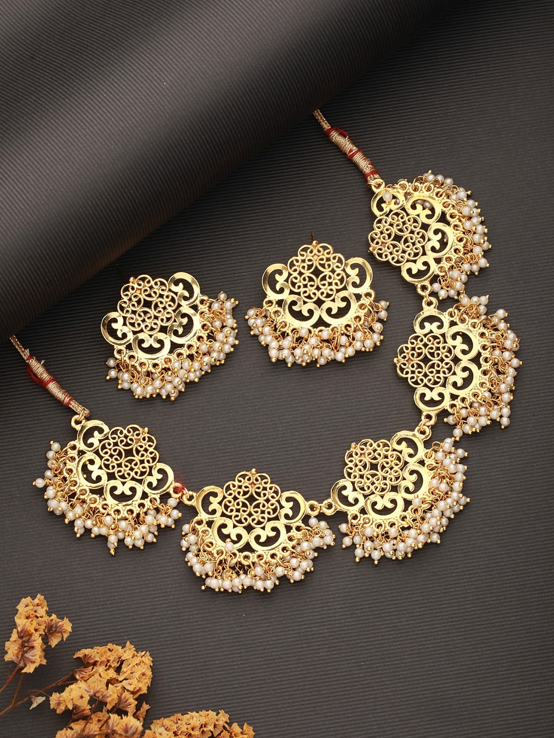 

Jazz and Sizzle Gold-Plated Stone-Studded & Beaded Jewellery Set