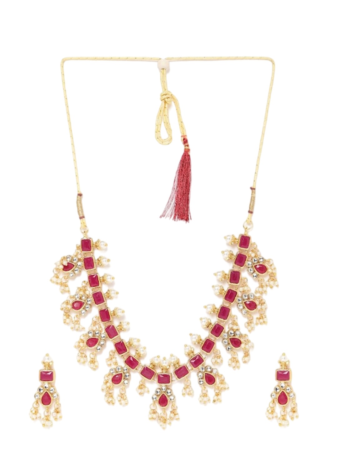 

Jazz and Sizzle Gold-Plated Stones-Studded & Beaded Jewellery Set