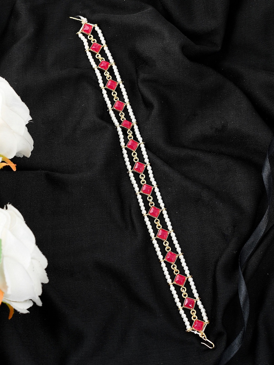 

Silvermerc Designs Gold-Plated Pearls Studded Head Chain