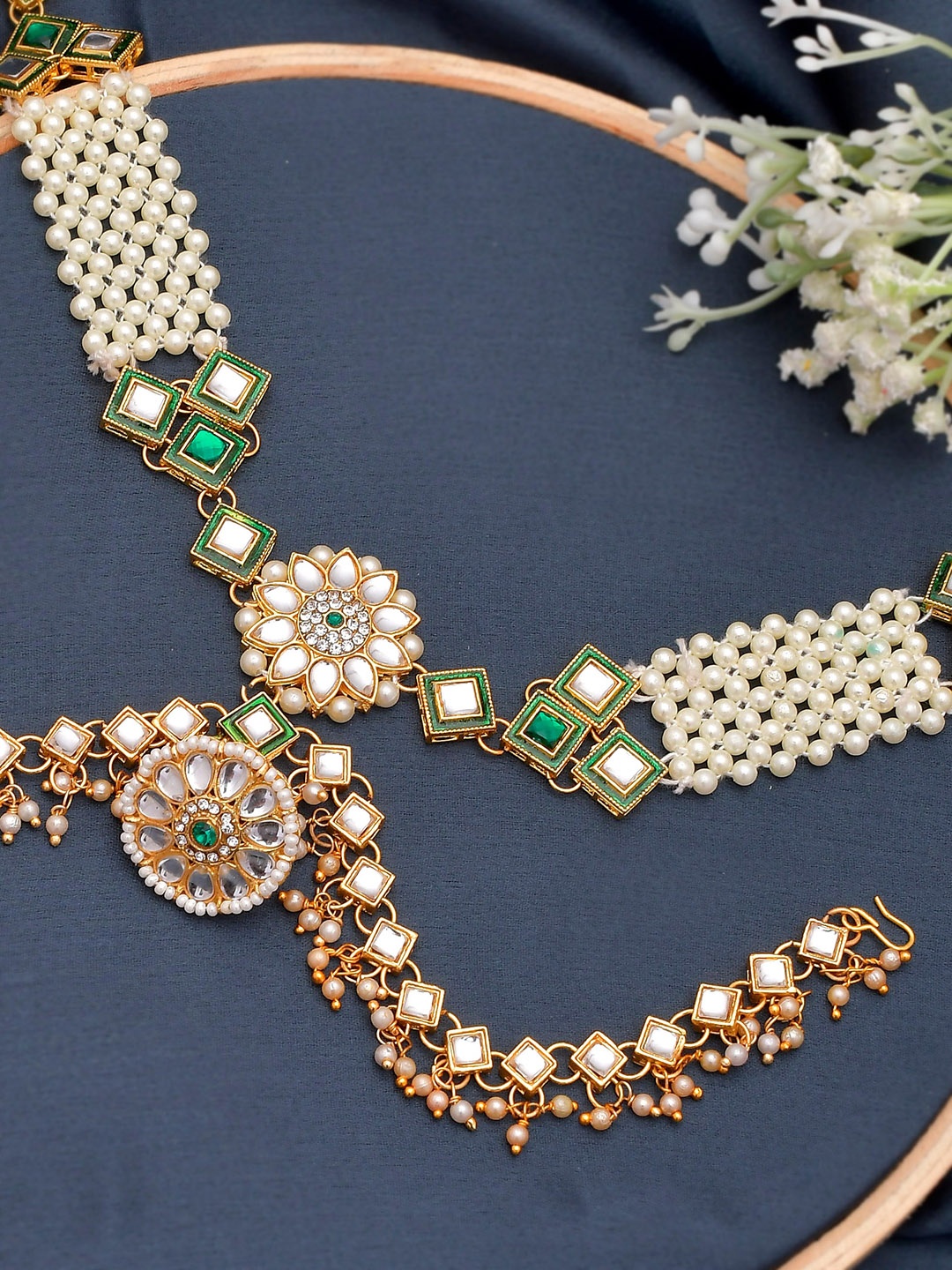 

Silvermerc Designs Gold-Plated Studded Matha Patti