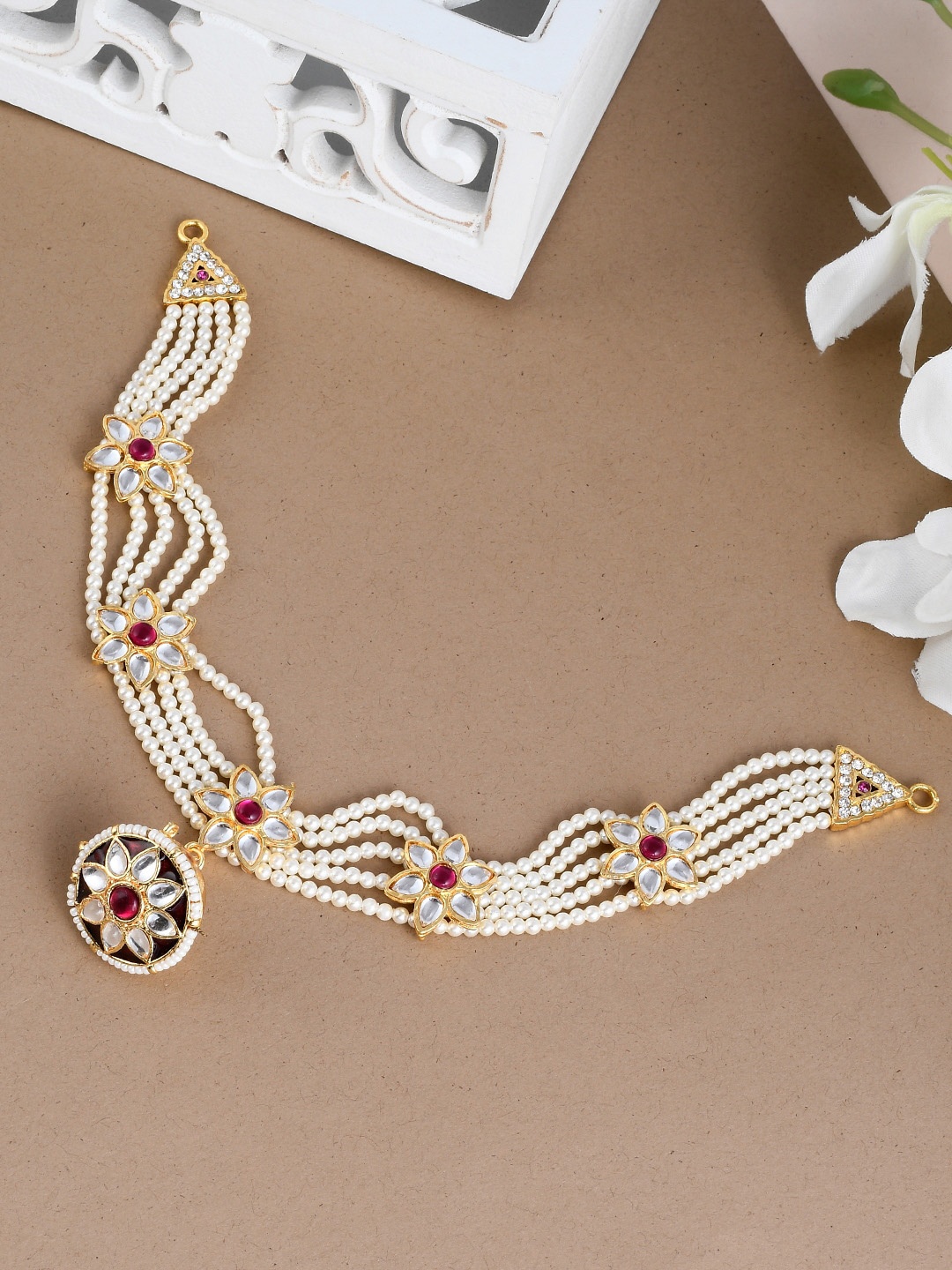

Silvermerc Designs Gold-Plated Beaded Matha Patti
