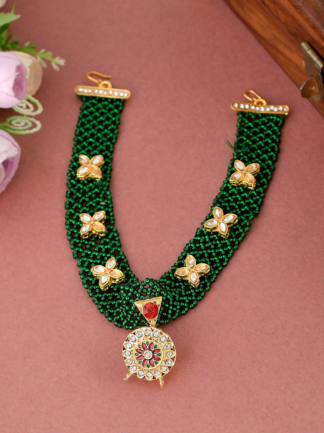 

Silvermerc Designs Gold-Plated Beaded Matha Patti
