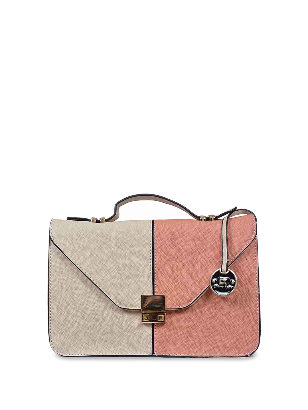 

Diana Korr Textured Structured Satchel, Peach