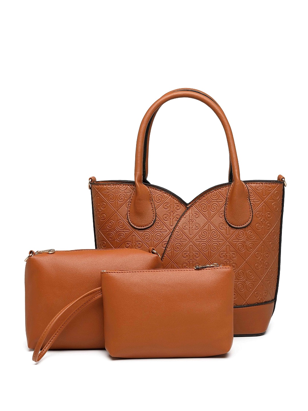 

Diana Korr Ethnic Motifs Textured Structured Handheld Bag, Tan