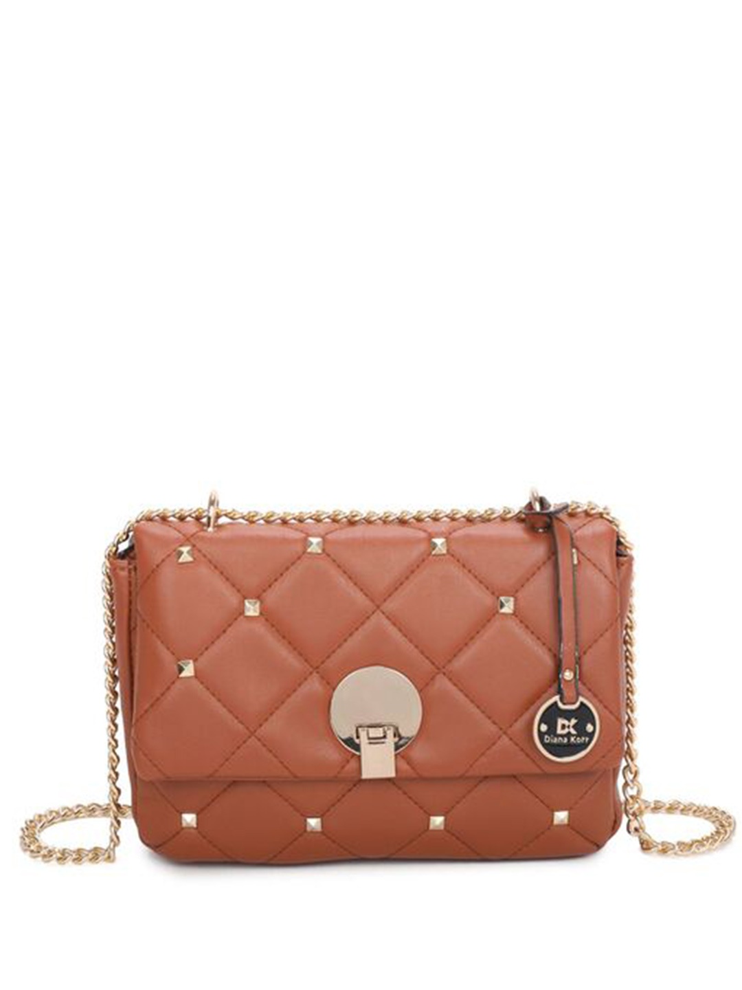 

Diana Korr Embellished Structured Handheld Bag with Quilted, Brown