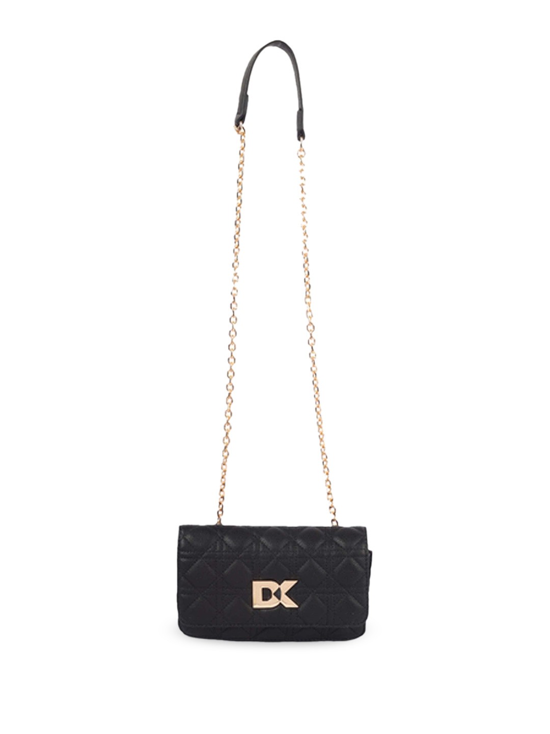 

Diana Korr Textured Structured Sling Bag with Quilted, Black