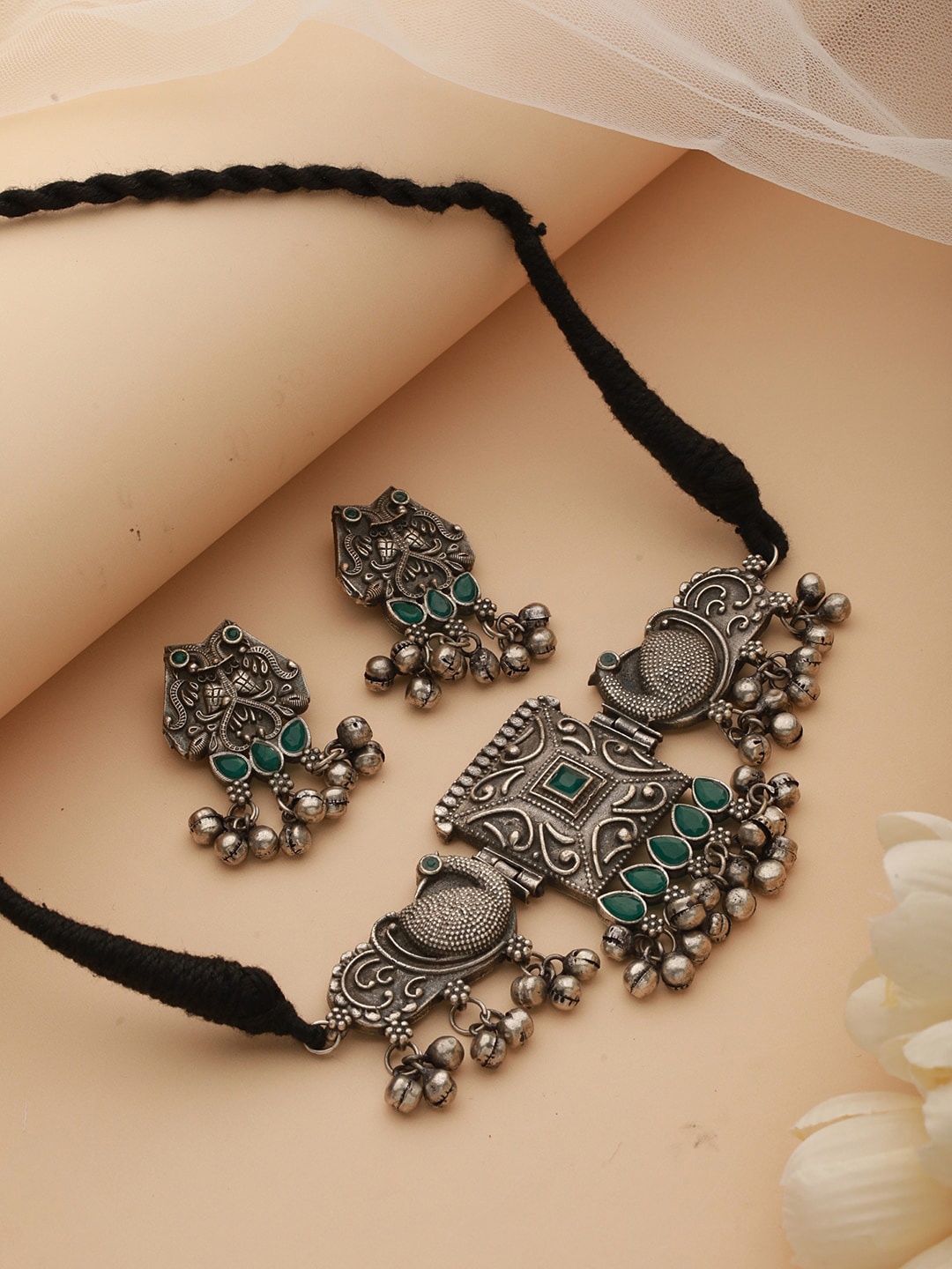 

Jazz and Sizzle Silver-Plated Stones-Studded Jewellery Set