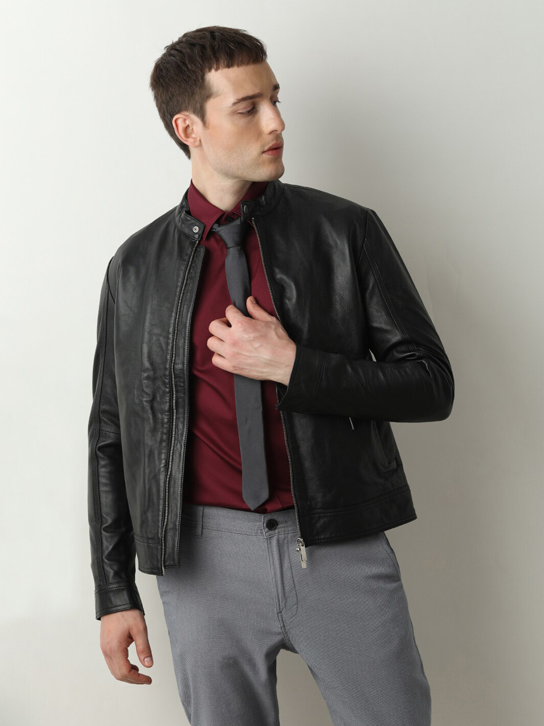 

SELECTED Slim Fit Opaque Cotton Casual Shirt, Maroon