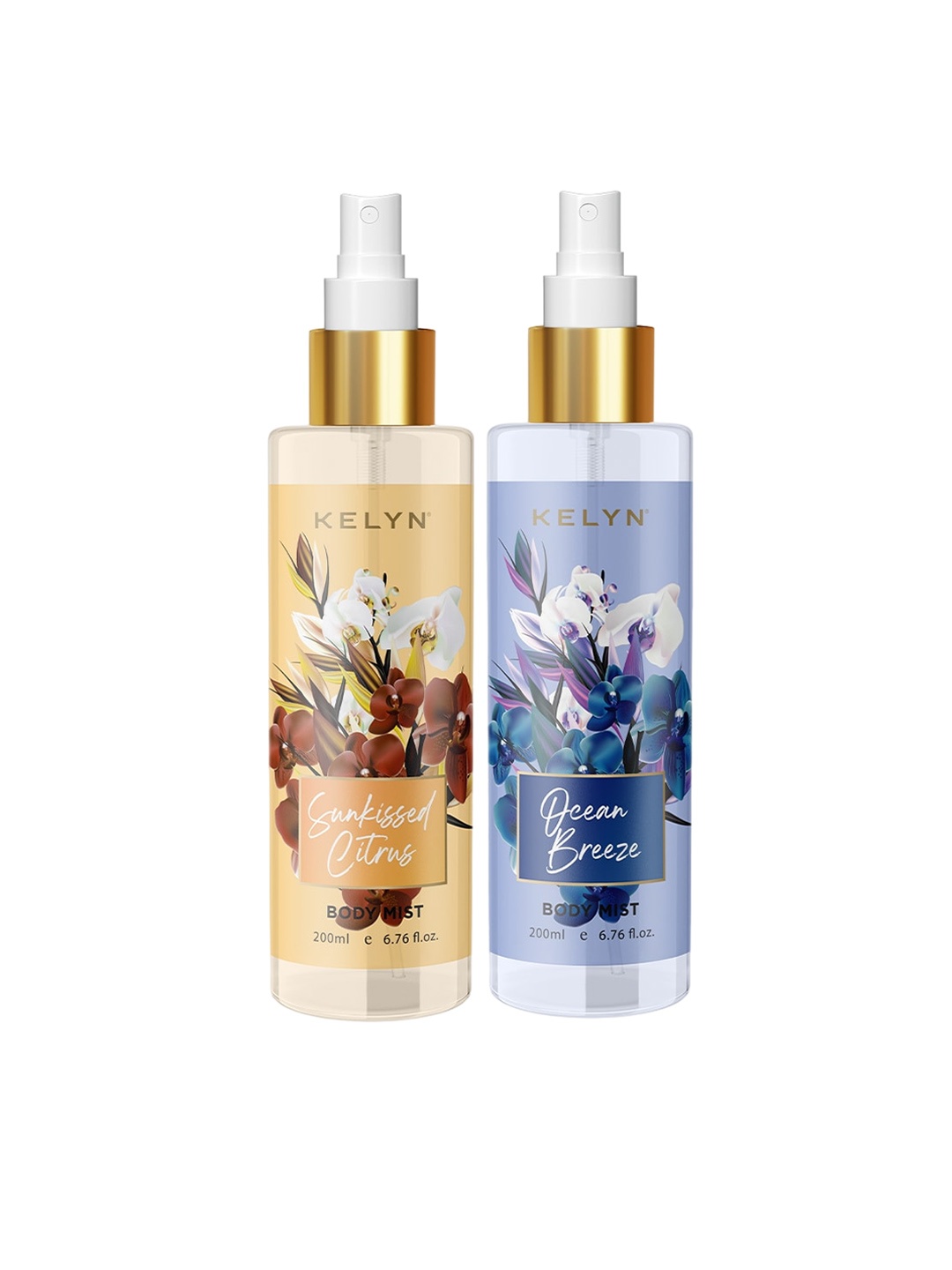 

KELYN Women Set of Sunkissed Citrus + Ocean Breeze Body Mist - 200 ml Each, Blue