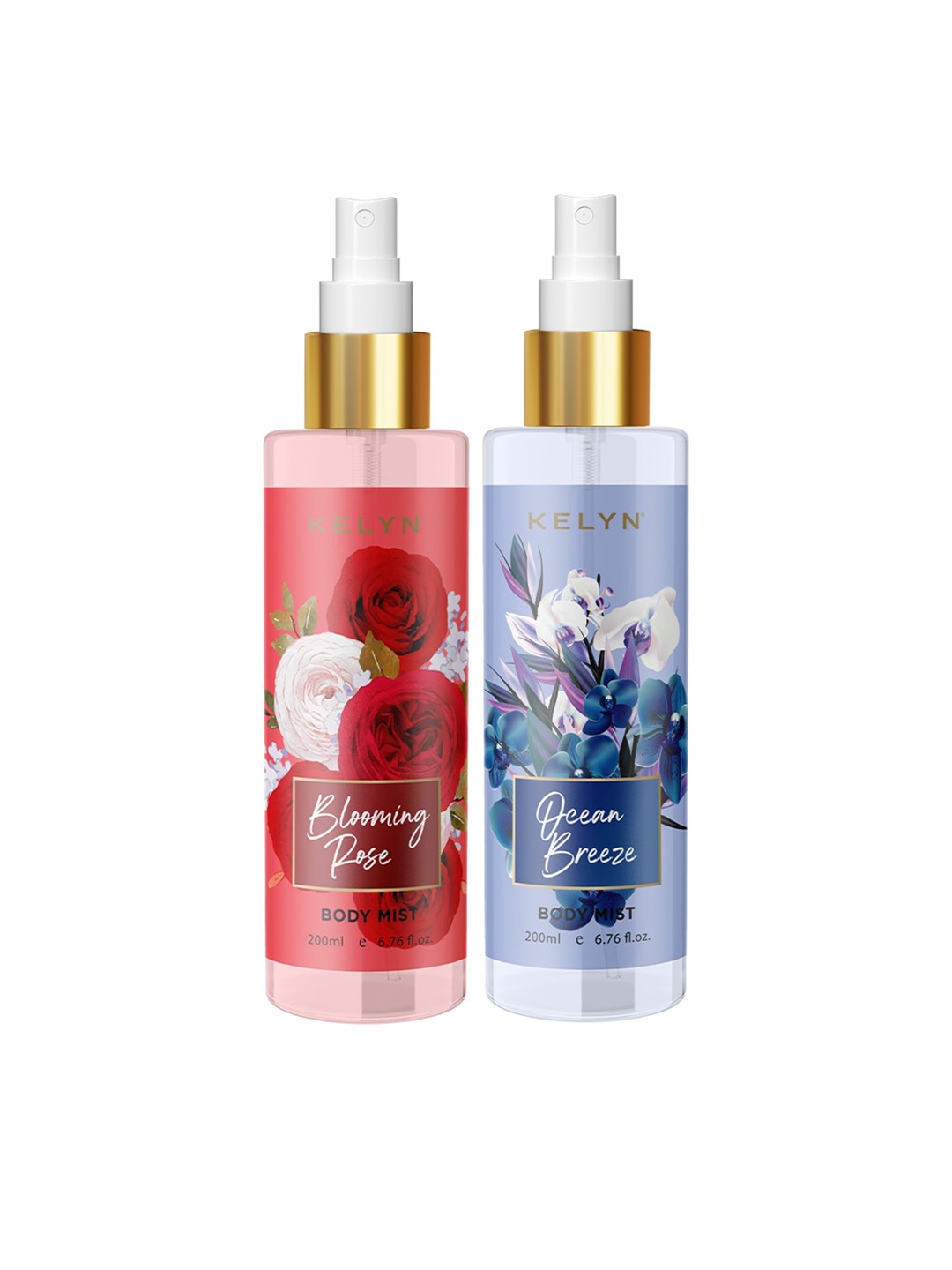 

KELYN Women Blooming Rose-Ocean Breeze Body Mist - 100ml Each, Red