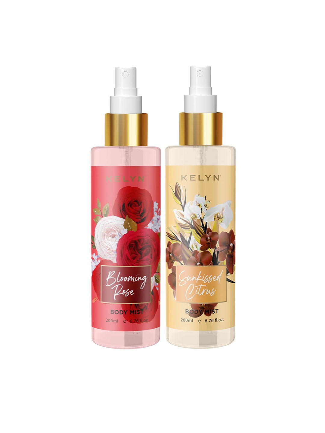 

KELYN Women Set of Blooming Rose + Sunkissed Citrus Body Mist - 200 ml Each, Red