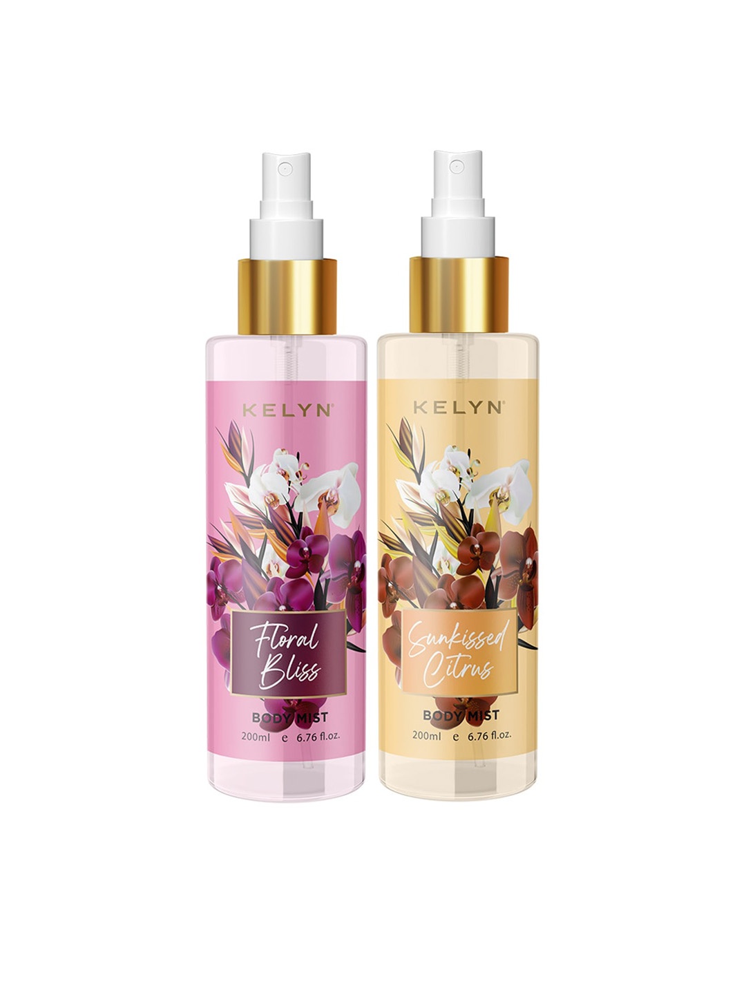 

KELYN Women Set of Floral Bliss & Sunkissed Citrus Body Mist - 200 ml Each, Pink