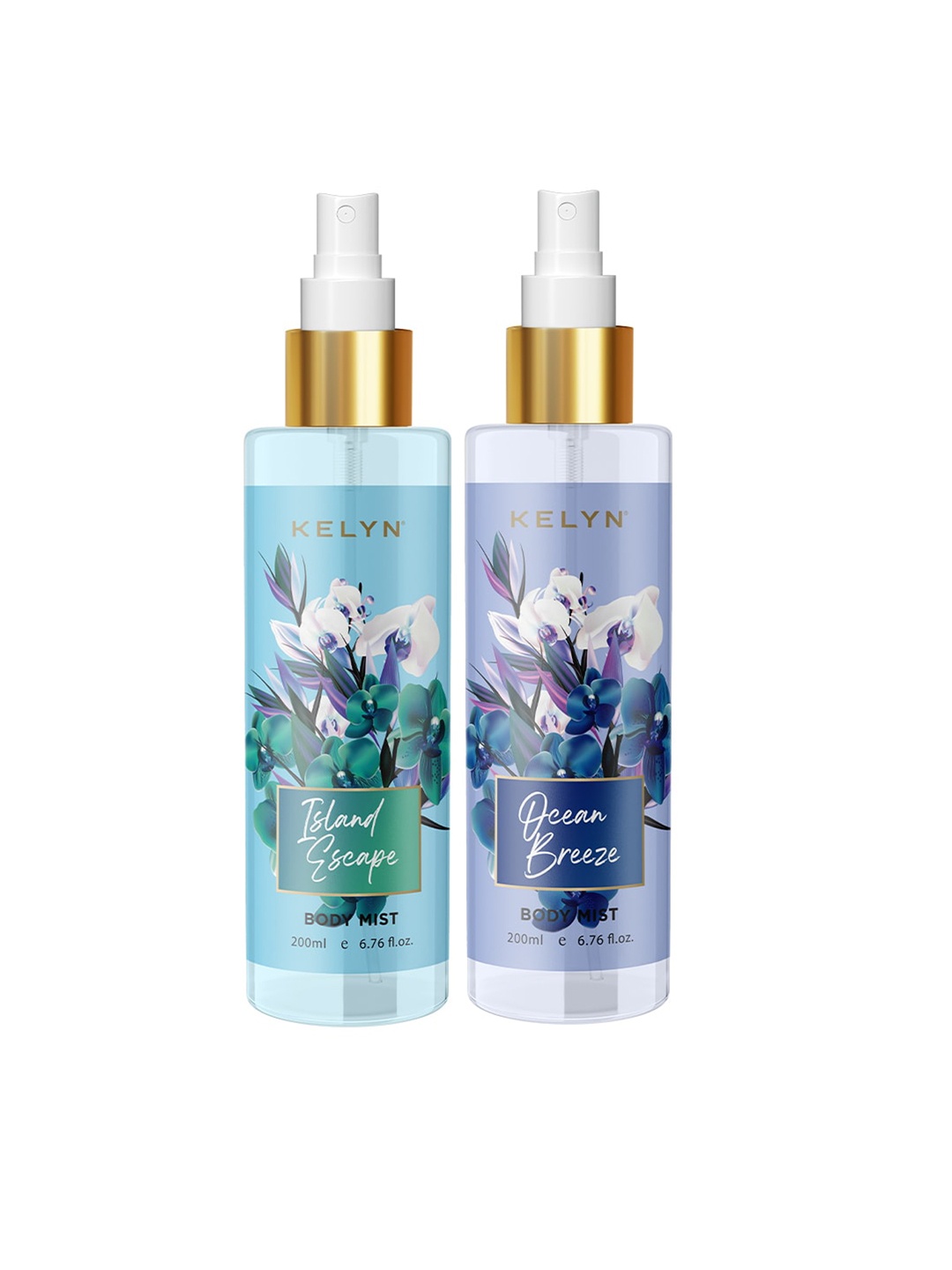 

KELYN Women Set of Island Escape + Ocean Breeze Body Mist - 200 ml Each, Blue