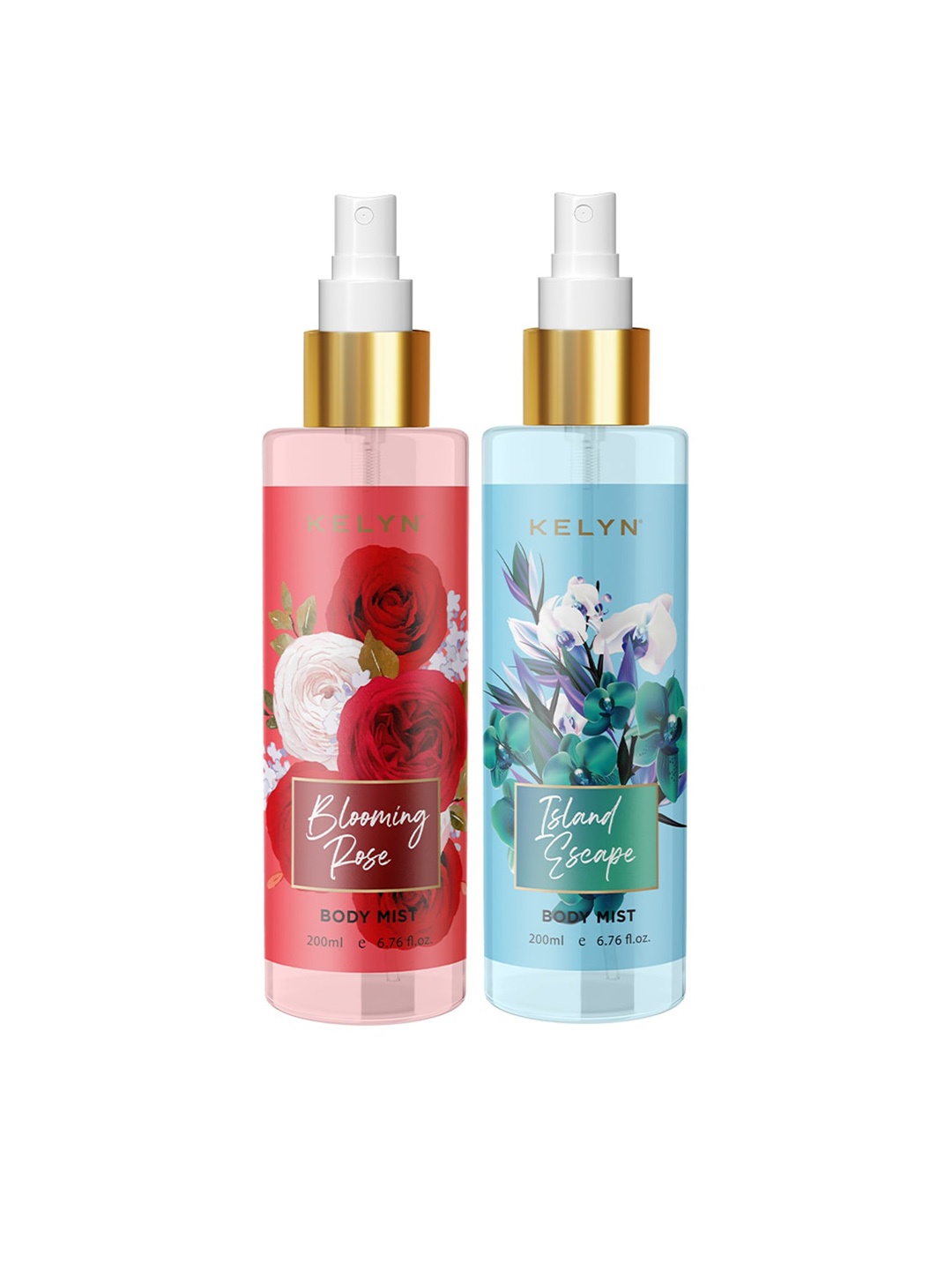 

KELYN Women Set of Blooming Rose + Island Escape Body Mist - 200ml Each, Red