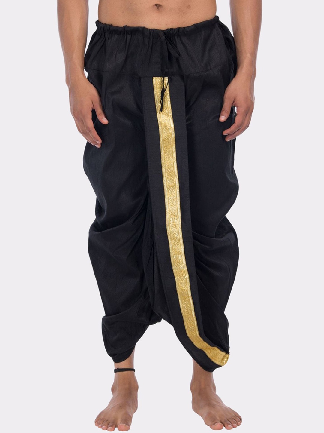 

SHIWAM ETHNIX Men Cotton-Silk Dhoti Pants, Black