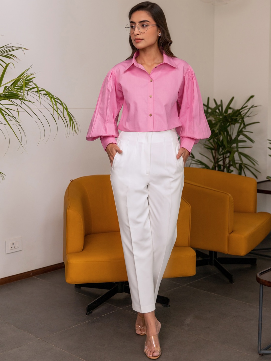 

B'Infinite Pure Cotton Shirt With Trousers Co-Ords, Pink