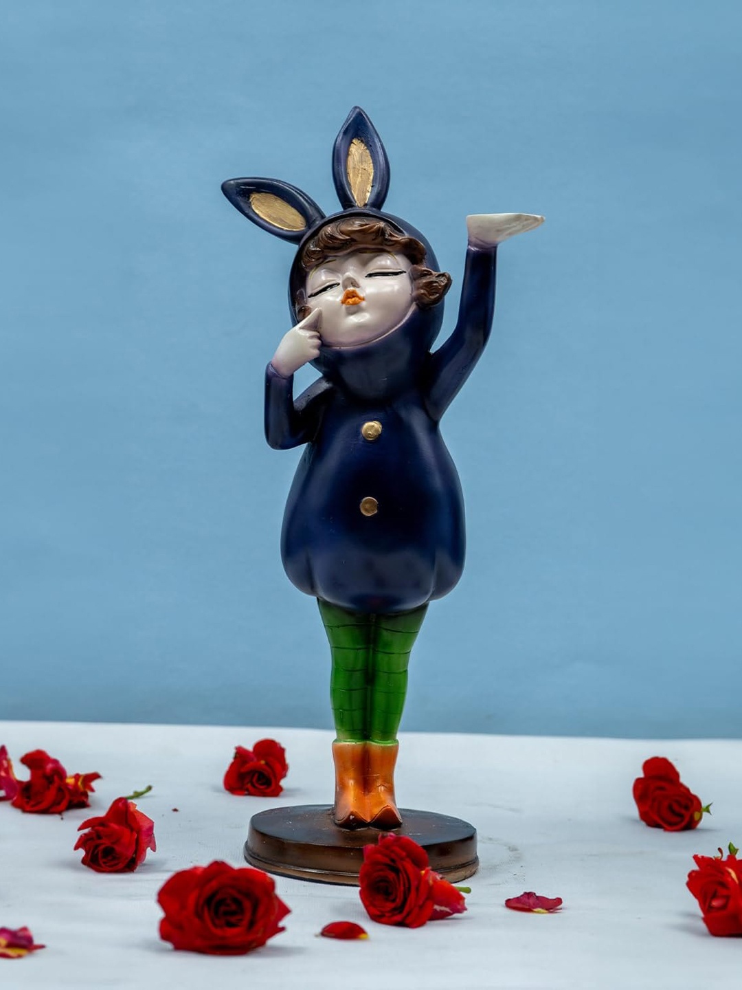 

PujaNPujari Navy Blue & Green Bubble Girl Figurine Showpiece