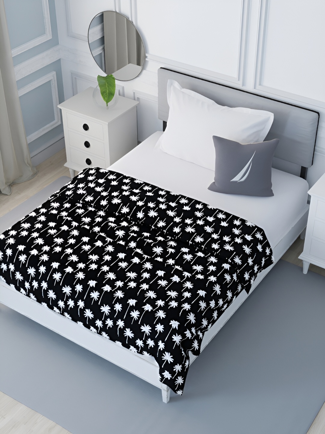 

Nautica Blue & White Floral AC Room Single Bed Dohar