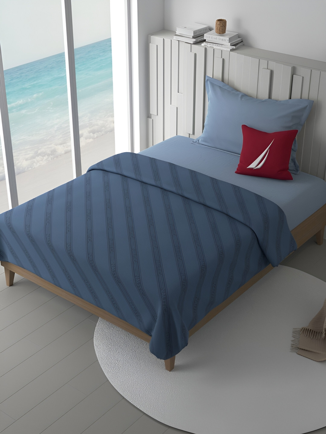 

Nautica Blue Striped AC Room Single Bed Dohar