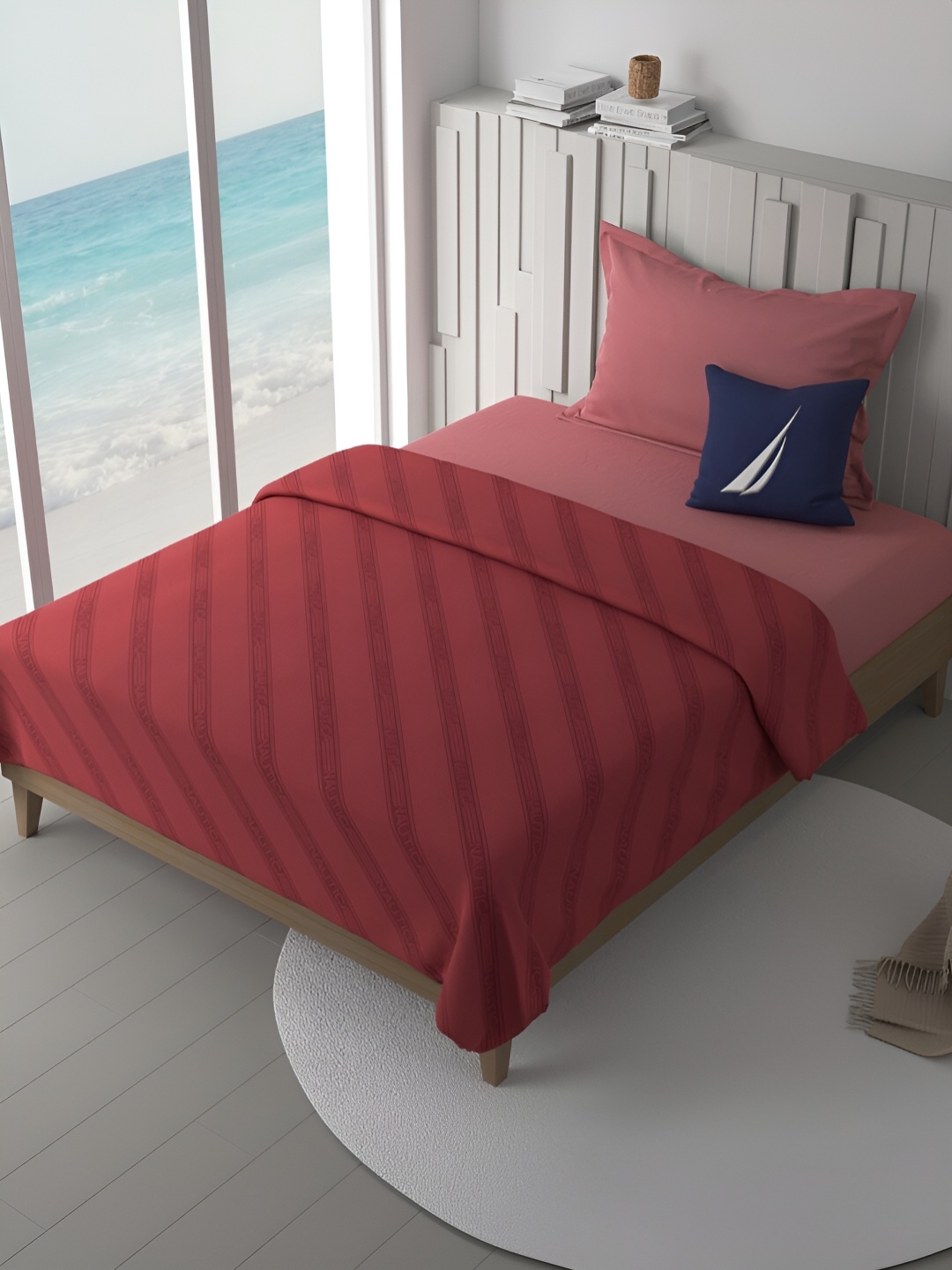 

Nautica Red Striped AC Room Cotton Single Bed Dohar