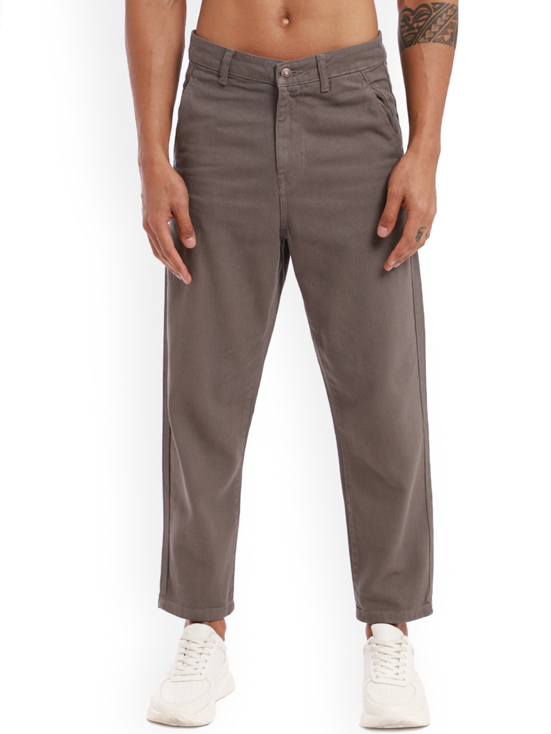 

Banana Club Men Drill Mid-Rise Clean Look Cotton Jeans, Brown