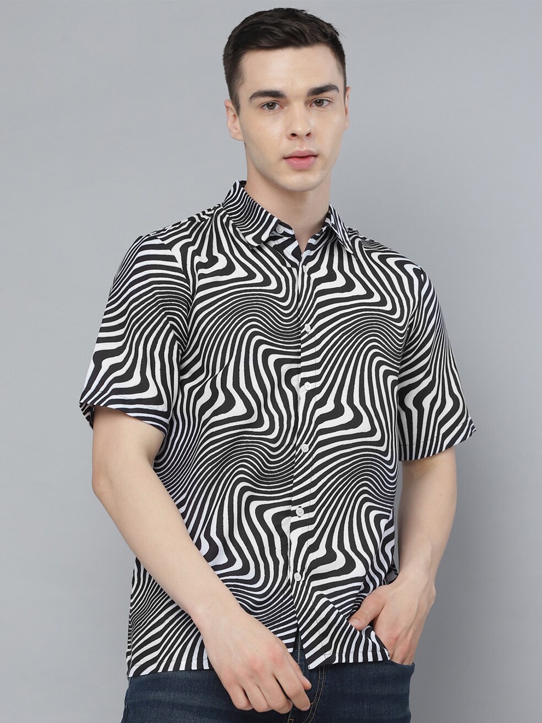 

Kook N Keech Black Classic Abstract Printed Casual Shirt