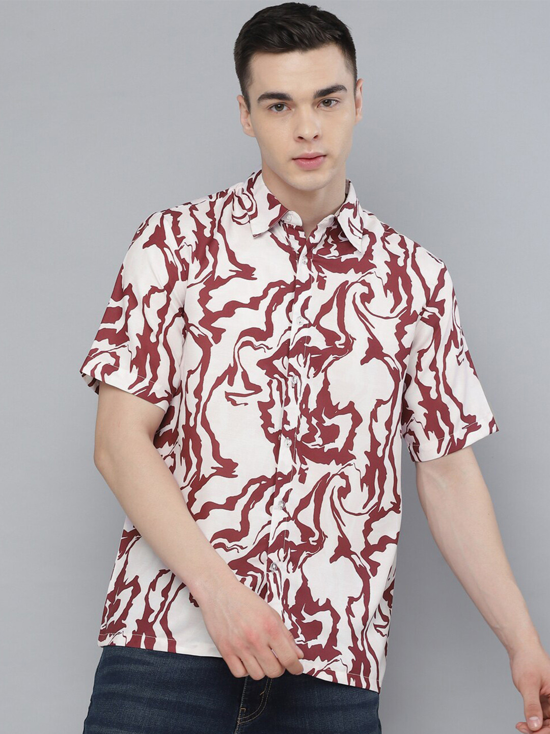 

Kook N Keech Maroon Classic Abstract Printed Casual Shirt