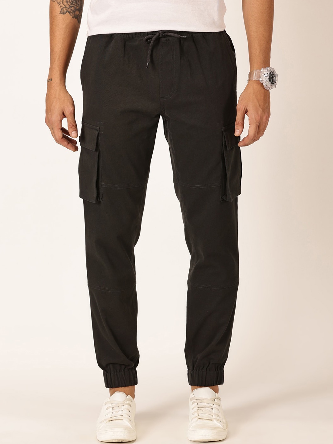 

HERE&NOW Men Mid-Rise Smart Joggers, Charcoal