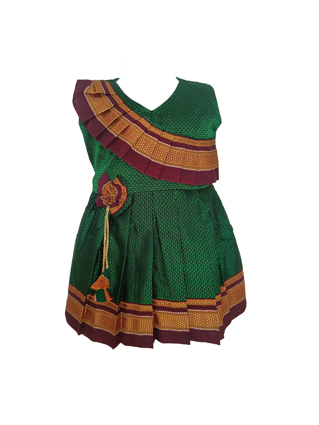 

BAESD Infant Geometric Print V-Neck Sleeveless Cotton Pleated Fit & Flare Dress, Green