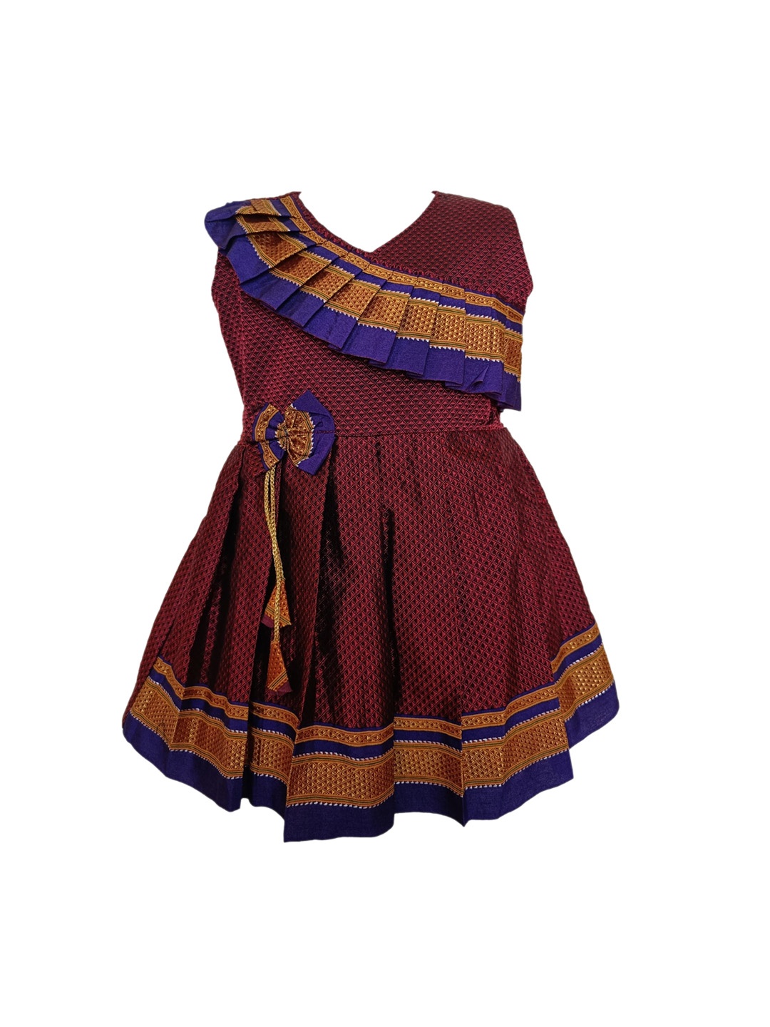 

BAESD Infant Self Design V-Neck Sleeveless Cotton Pleated Fit & Flare Dress, Maroon