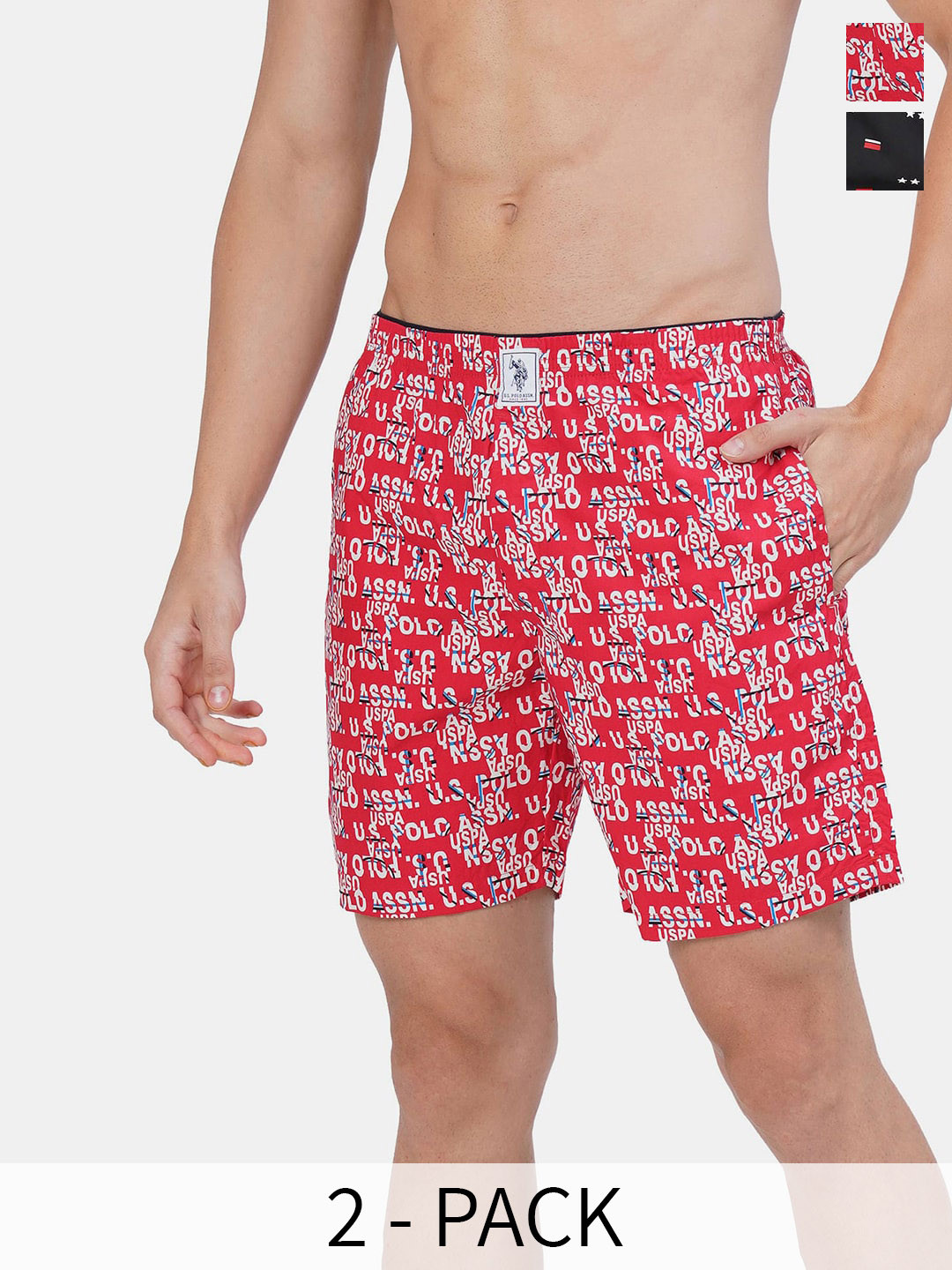 

U.S. Polo Assn. Men Pack Of 2 Typography Printed Pure Cotton Boxers 17730090-1-26077954, Red