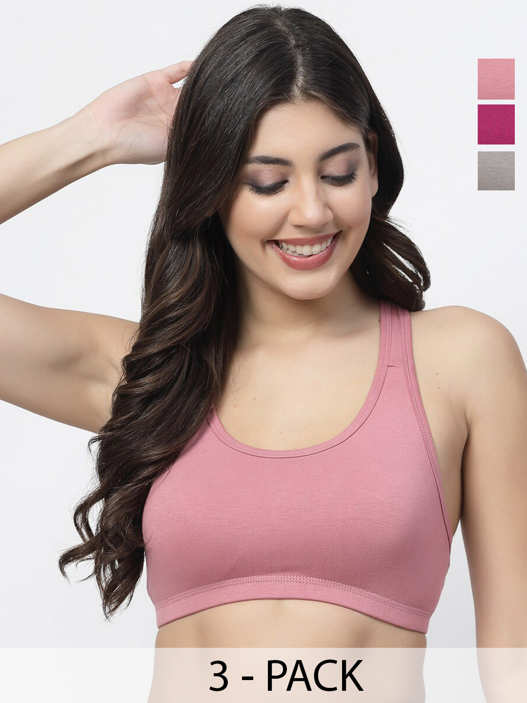 

Docare Pack Of 3 Full Coverage Super Support Medium Support All Day Comfort Workout Bras, Mauve
