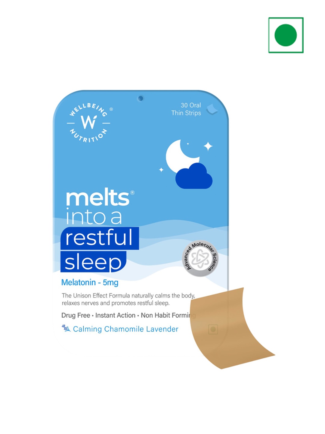 

Wellbeing Nutrition Melts Restful Sleep Oral Strips For Deep Sleep - 30 Oral Strips, Blue