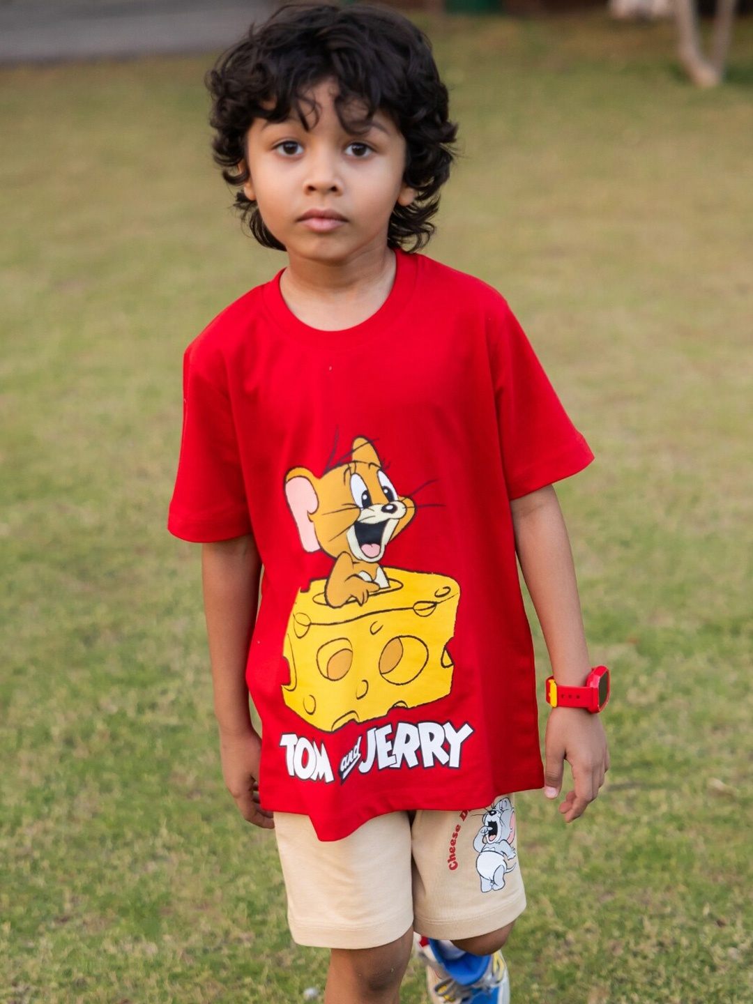 

Nap Chief Kids Tom & Jerry Printed T-shirt With Shorts, Red