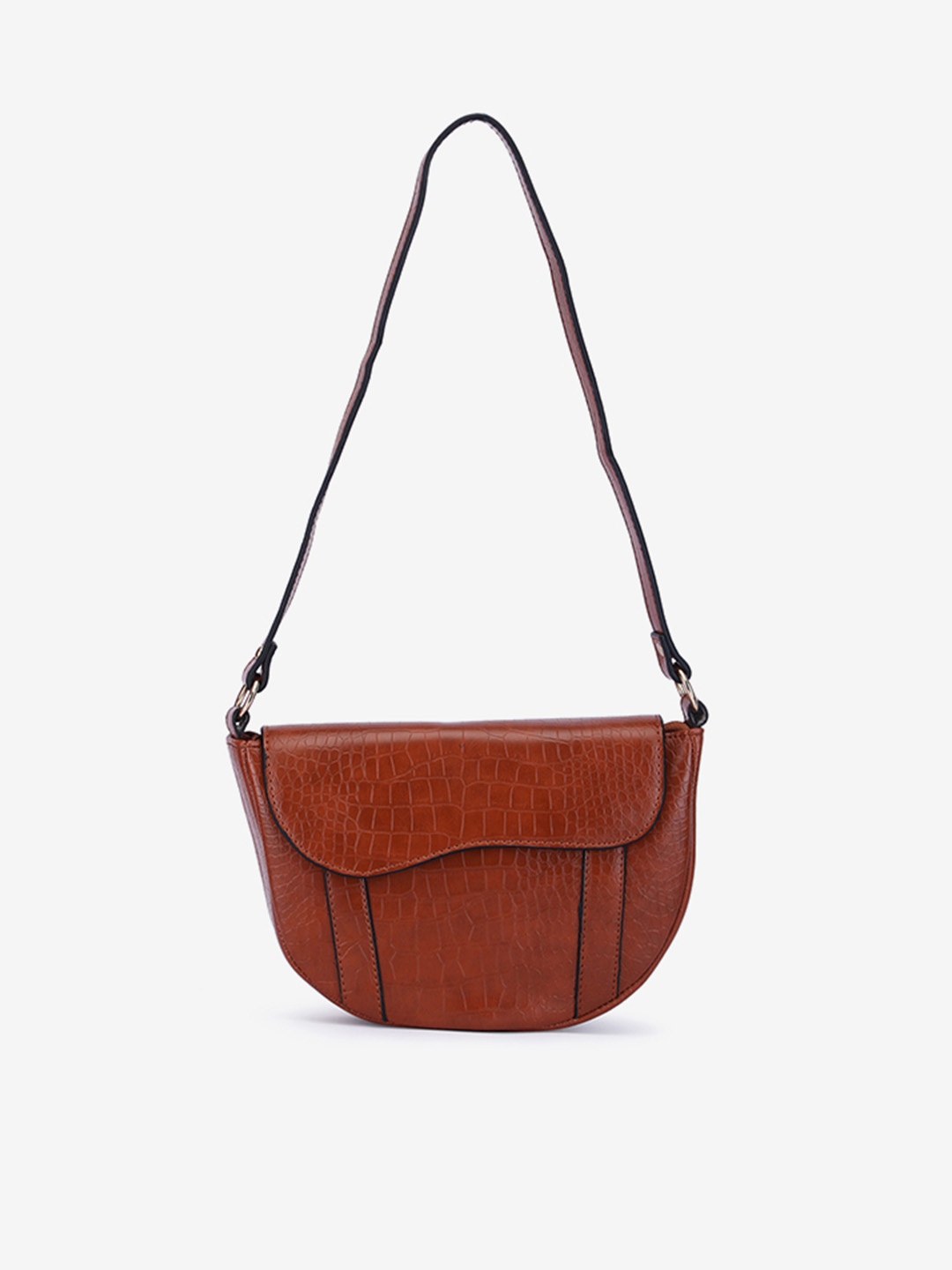 

LA ELLORE Textured Half Moon Sling Bag, Tan