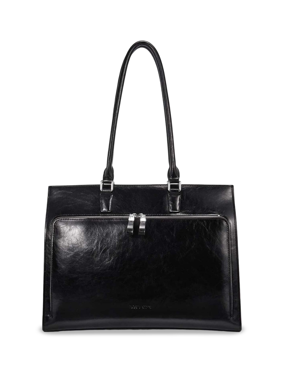 

LA ELLORE Leather Structured Shoulder Bag, Black