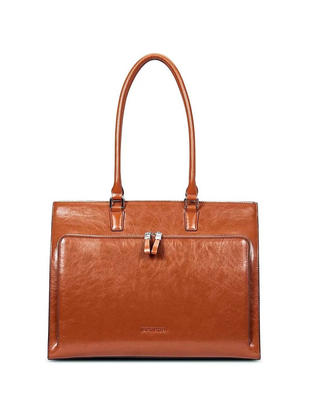 

LA ELLORE Leather Structured Tote bag, Brown