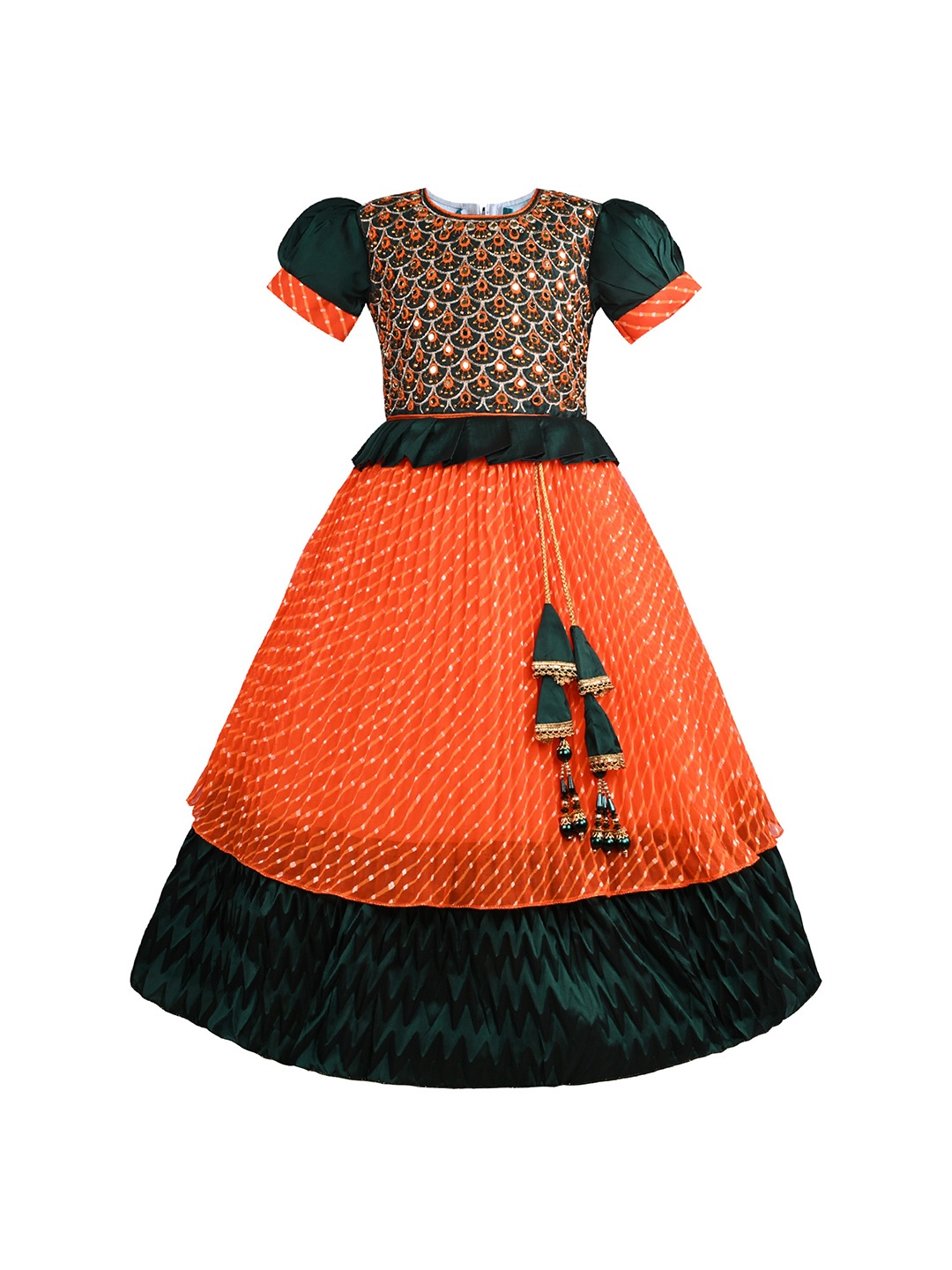 

Wish Karo Self Design Fit and Flare Maxi Dress, Orange